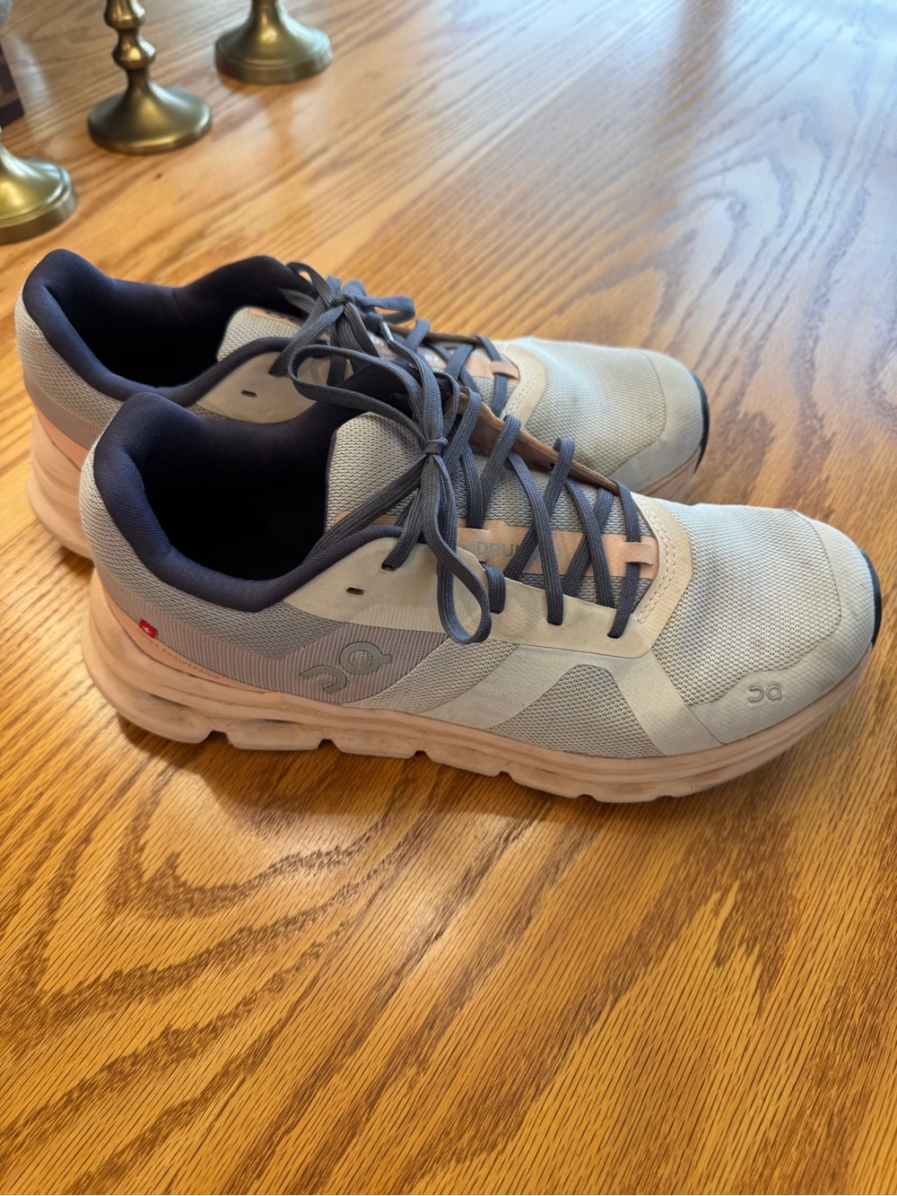 🏆ON Cloud Running Women's Light Gray and peach Cloud-Style Athletic Shoes
